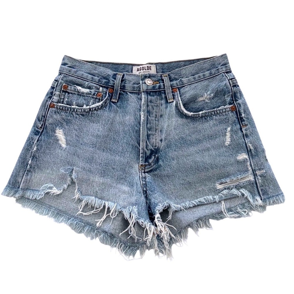 Agolde Parker Denim‎ Shorts Distressed Jeans High Rise Cutoffs Size 25
